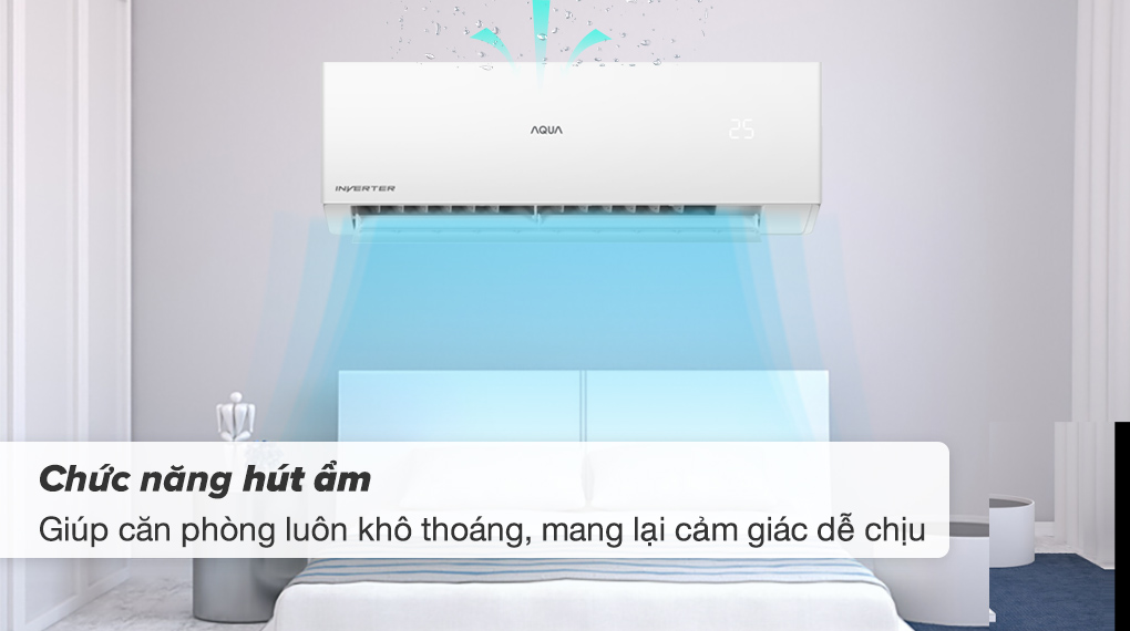 Máy lạnh Aqua Inverter 2 HP AQA-RV18QA - Chức năng hút ẩm giúp căn phòng luôn khô ráo, mang lại sự thoải mái cho người dùng trong ngày trời ẩm ướt