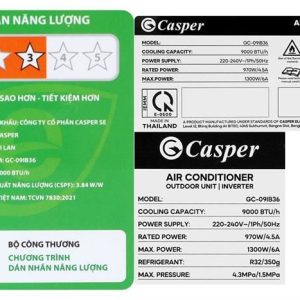 Máy lạnh Casper Inverter 1 HP GC-09IB36 2