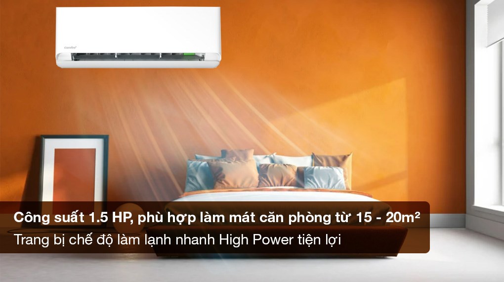 Máy lạnh Comfee Inverter 1.5 HP CFS-13VCB1 - Công suất làm lạnh 1.5 HP phù hợp diện tích từ 15 - 20m2