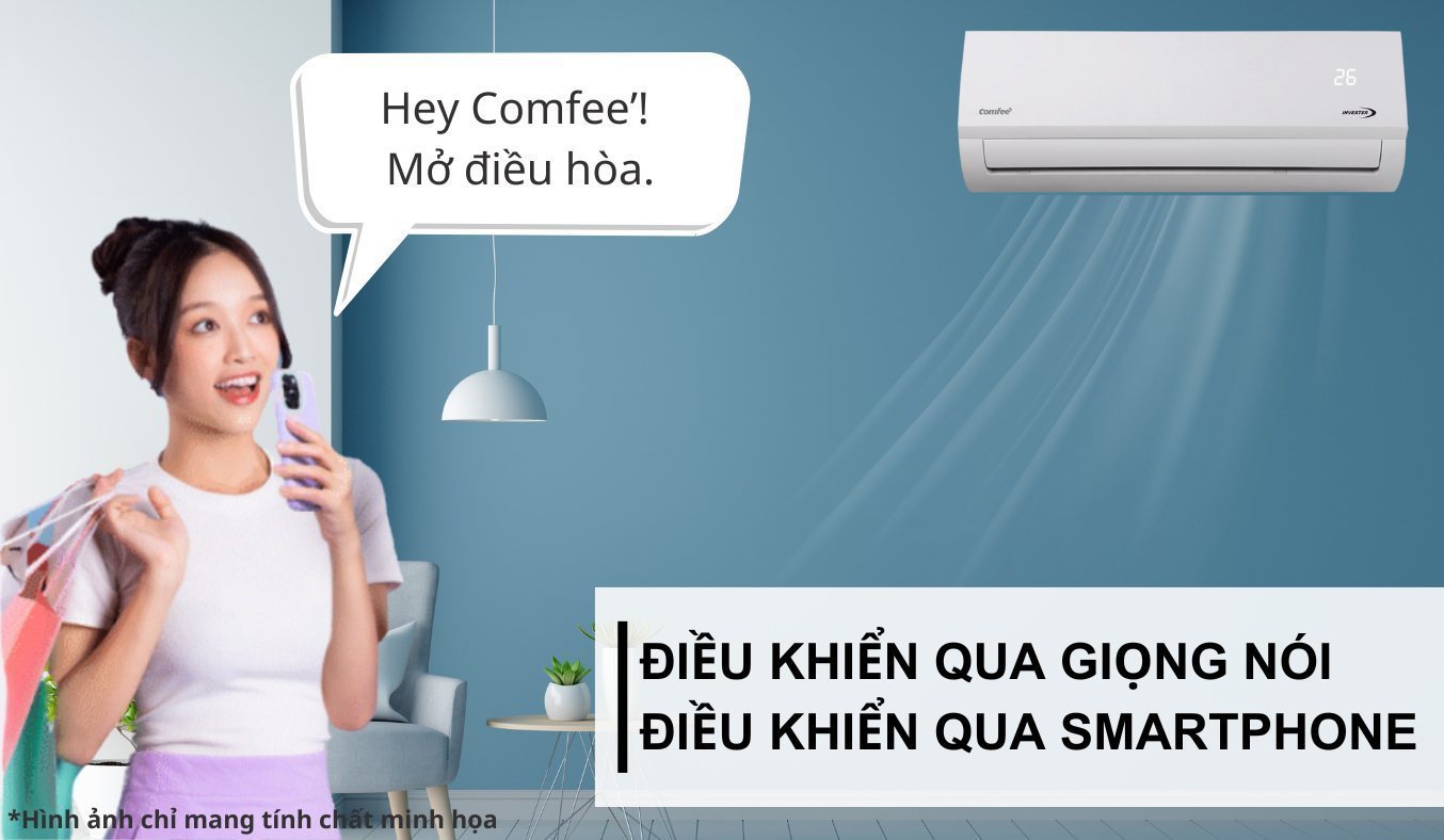 Máy lạnh Comfee Inverter 3 HP CFS-28VAF Điều khiển bằng giọng nói AI Cool & điều khiển từ xa qua Smartphone