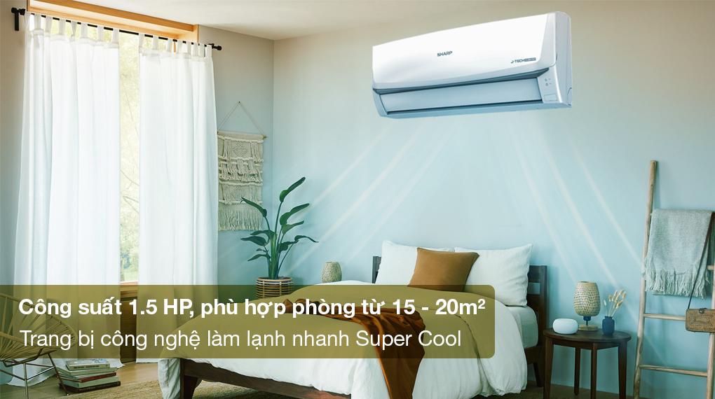 Điều hòa Sharp Inverter 12000 BTU AH-X13ZEW - Công suất 12000 BTU phù hợp cho diện tích căn phòng từ 15 - 20m2