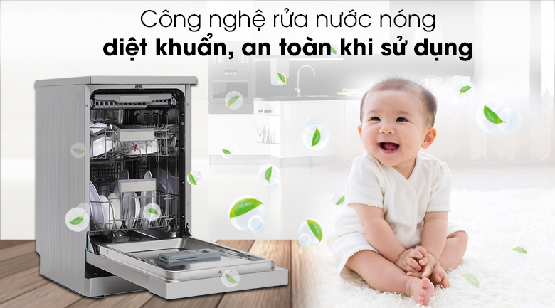 Máy rửa chén độc lập Có Sấy Galanz W45A3A401M-0E1 - Công nghệ rửa nước nóng
