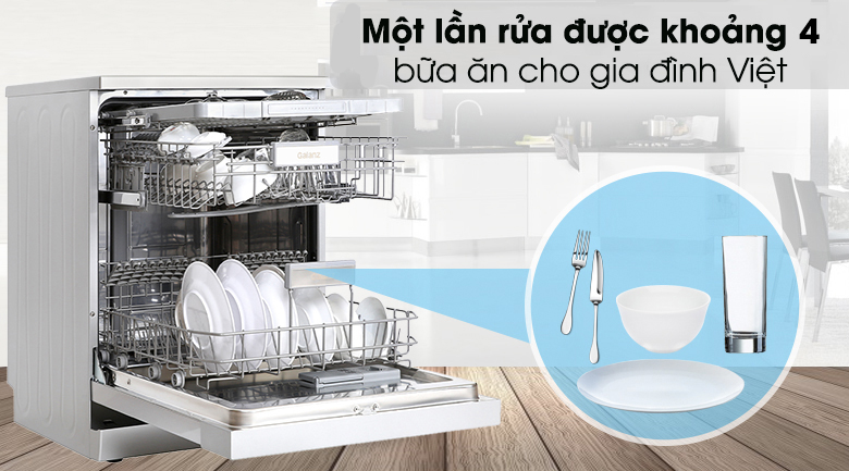 Máy rửa chén độc lập Có Sấy Galanz W60B1A401M-AE5(SS) - Mỗi lần rửa được khoảng 4 bữa ăn