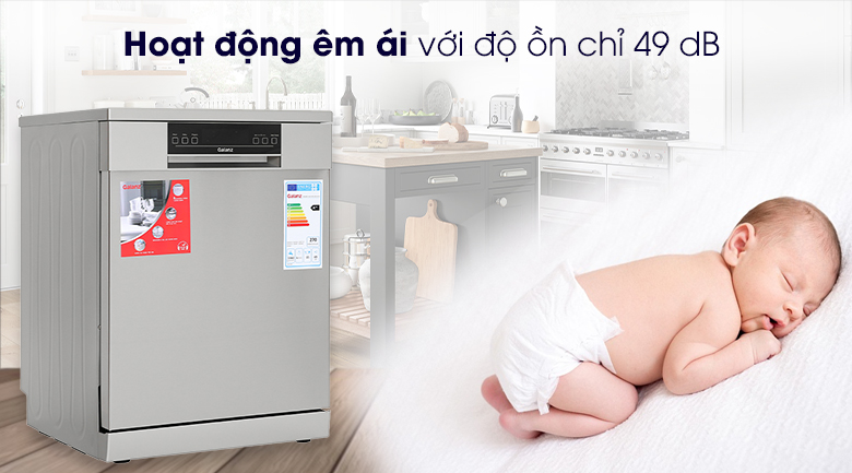 Máy rửa chén độc lập Có Sấy Galanz W60B1A401M-AE5(SS) - Hoạt động êm ái