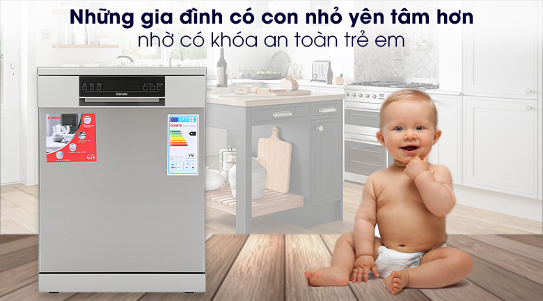 Máy rửa chén độc lập Có Sấy Galanz W60B1A401M-AE5(SS) - Khóa an toàn trẻ em