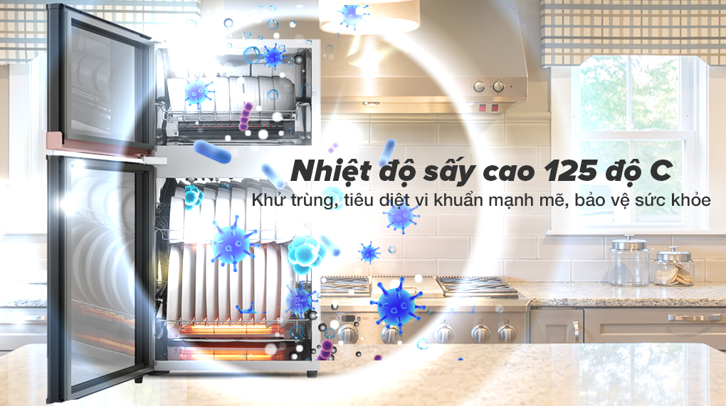 Nhiệt độ 125 độ C và tia hồng ngoại - Máy sấy chén Midea MXV-ZLP80XC65-R 750W