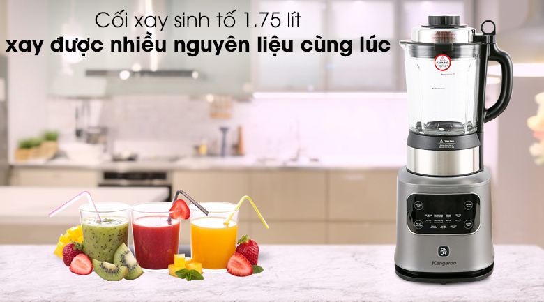 Máy xay nấu đa năng Kangaroo KG175HB1 - Cối xay bằng thủy tinh cao cấp, dung tích xay chất lỏng là 1.75 lít