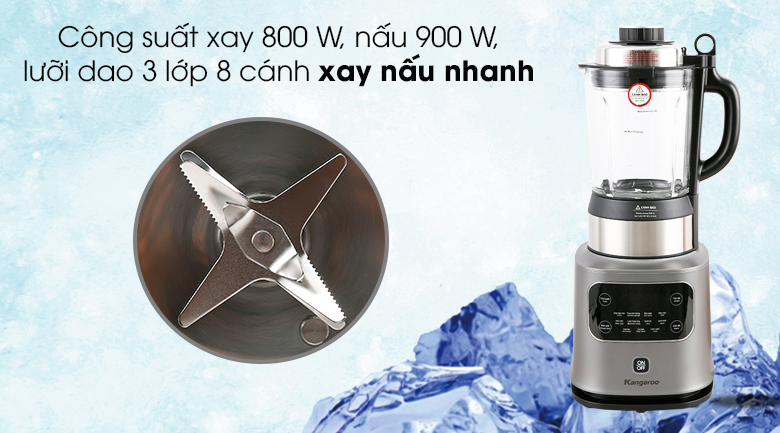 Máy xay nấu đa năng Kangaroo KG175HB1 - Lưỡi dao 3 lớp 8 cánh, công suất xay 800 W, công suất nấu 900 W
