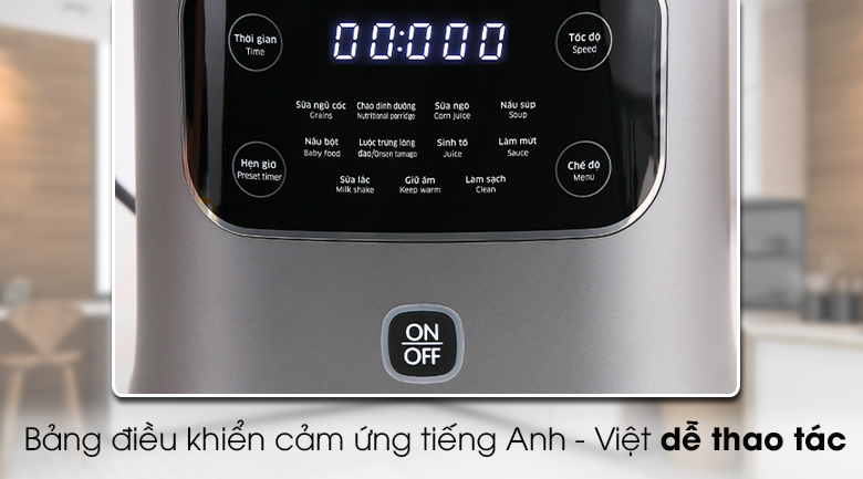 Máy xay nấu đa năng Kangaroo KG175HB1 - Bảng điều khiển cảm ứng có chỉ dẫn tiếng Anh - Việt dễ hiểu