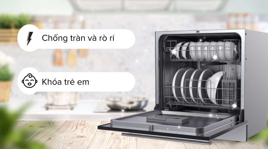Máy rửa chén mini có sấy Galanz W8A2Q1-0E1(W) - Tính năng an toàn