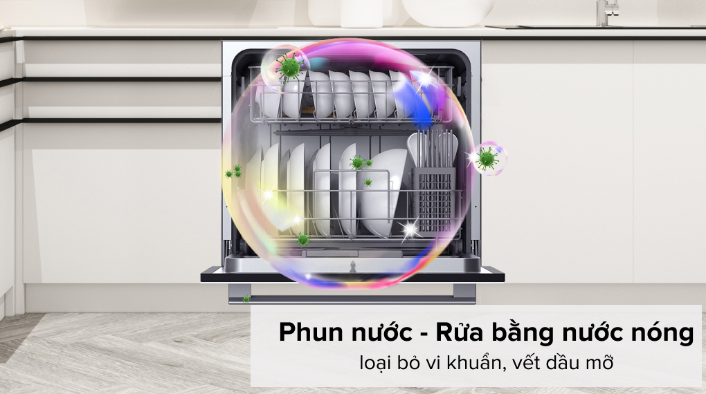 Máy rửa chén mini có sấy Galanz W8A2Q1-0E1(W) - Công nghệ rửa/sấy