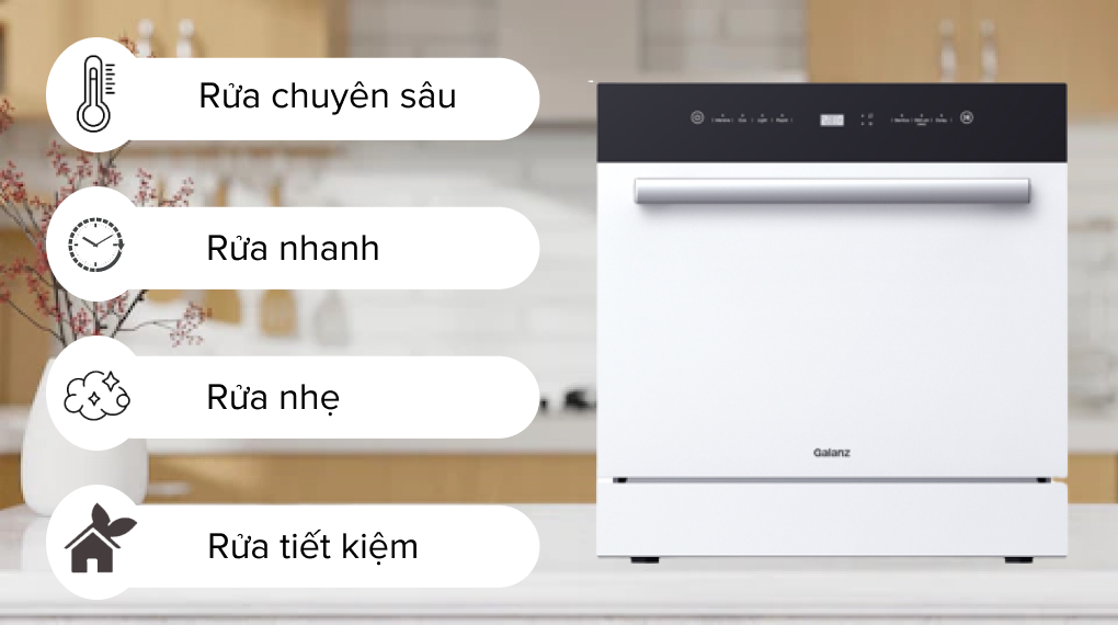 Máy rửa chén mini có sấy Galanz W8A2Q1-0E1(W) - Chương trình rửa