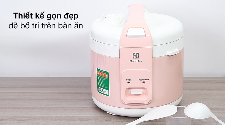Nồi cơm nắp gài 1.8 lít Electrolux E4RC1-320P - Thiết kế nồi cơm nắp gài với màu hồng - trắng trang nhã