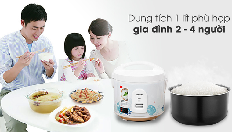 Dung tích 1L - Nồi cơm nắp gài Toshiba 1 lít RC-10JH2PV(B)