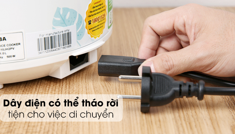 Dây điện tháo rời - Nồi cơm nắp gài Toshiba 1 lít RC-10JH2PV(B)