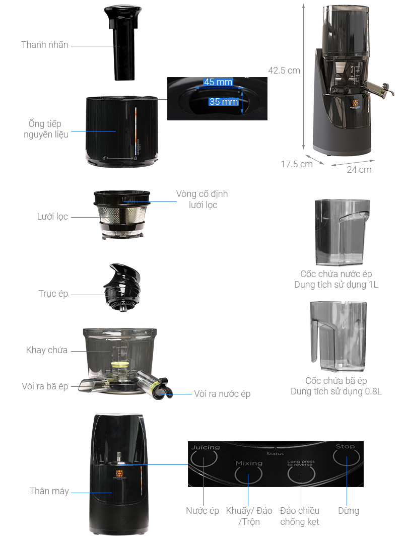 Máy ép chậm Hawonkoo SJH-045-BA