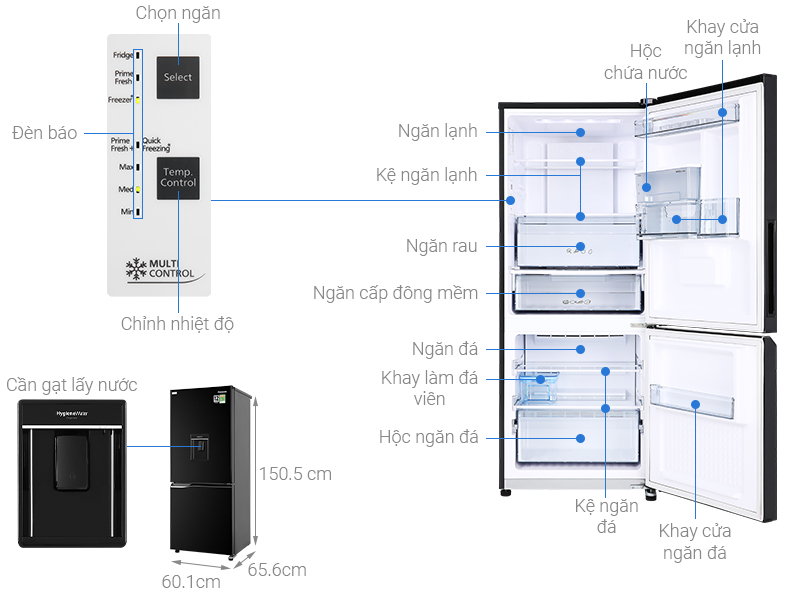 Thông số kỹ thuật Tủ lạnh Panasonic Inverter 255 lít NR-BV280WKVN