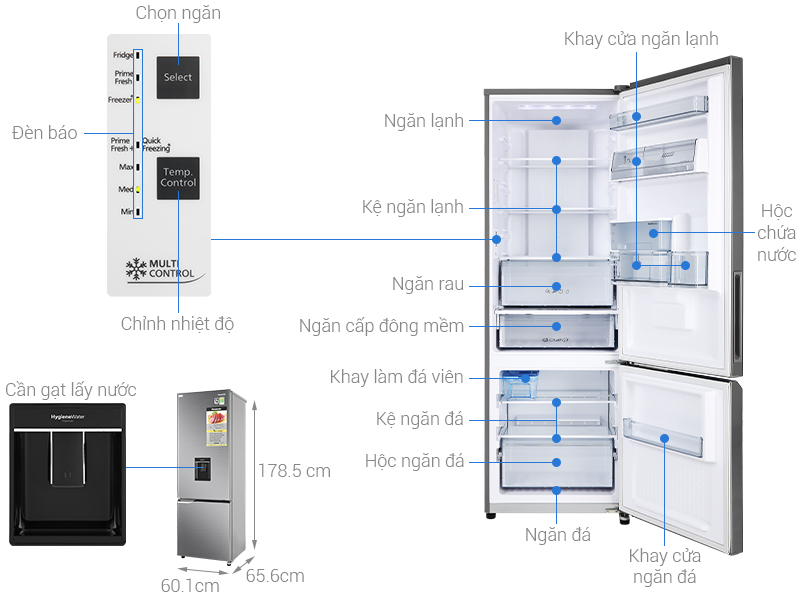 Thông số kỹ thuật Tủ lạnh Panasonic Inverter 322 lít NR-BV360WSVN