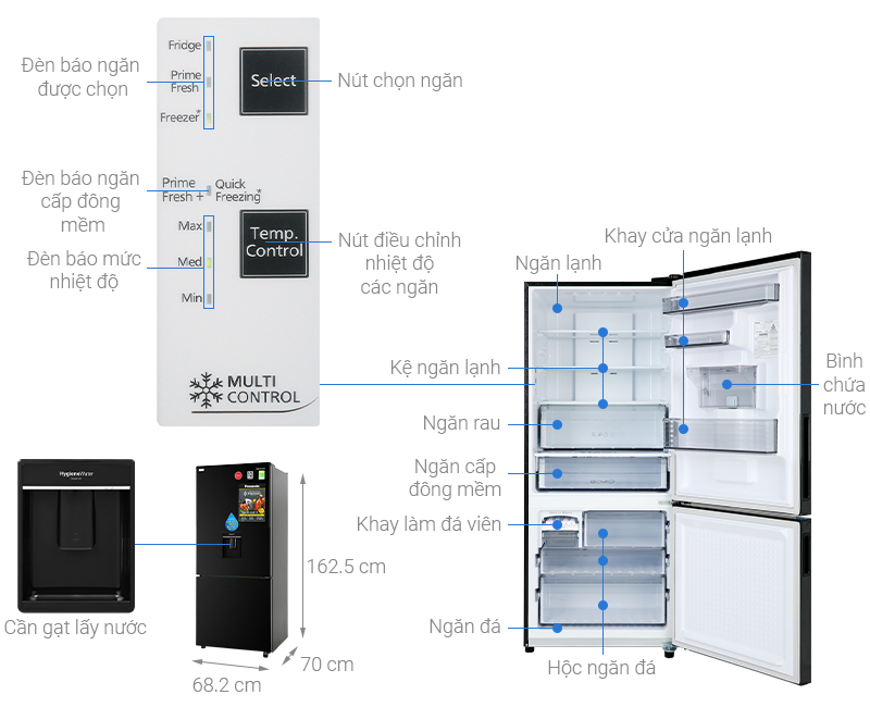 Thông số kỹ thuật Tủ lạnh Panasonic Inverter 368 lít NR-BX410WKVN