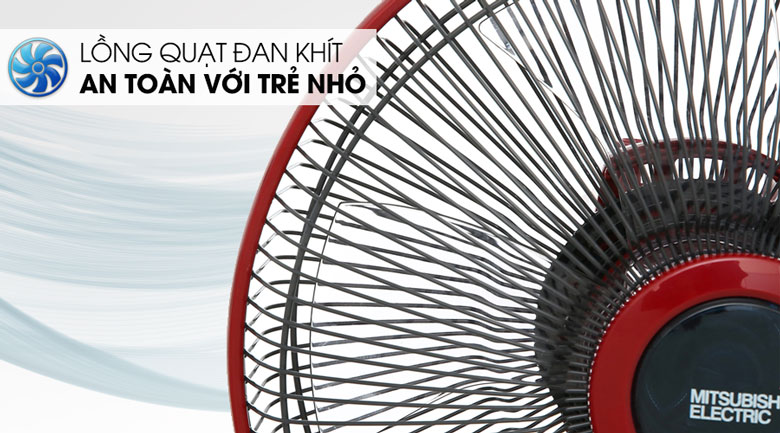 Lồng quạt đan khít - Quạt bàn Mitsubishi D12-GV CY-RD đỏ đậm