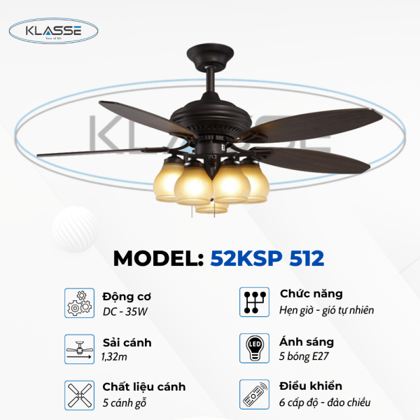 Quạt chùm đèn Klasse 52KSP 512 0