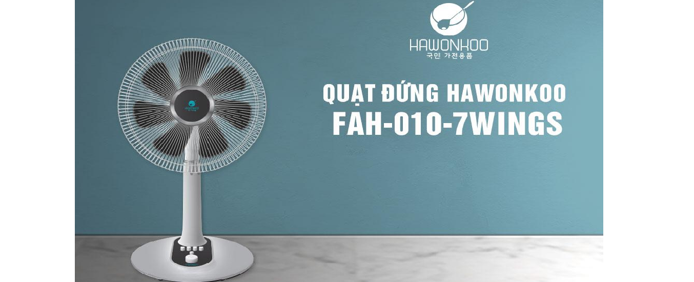 Quạt điện Hawonkoo FAH-010-7WINGS - Thiết kế nhỏ gọn, hiện đại phù hợp với nhiều không gian nội thất