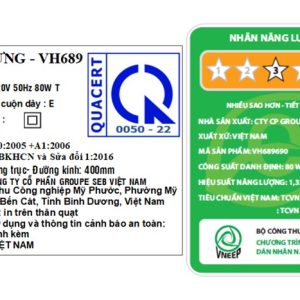 Quạt đứng Tefal 6 cánh VH689690 80W 6