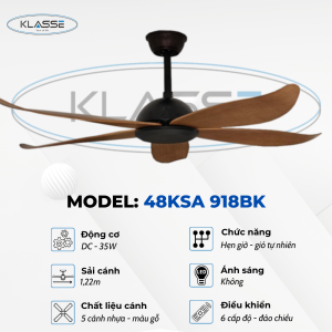 Quạt không đèn Klasse 48KSA 918BK 0