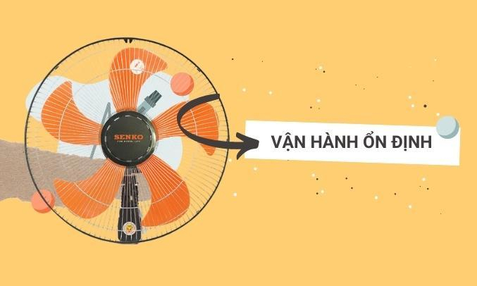 Quạt lỡ Senko LTS1632 Đen Cam - Vận hành ổn định