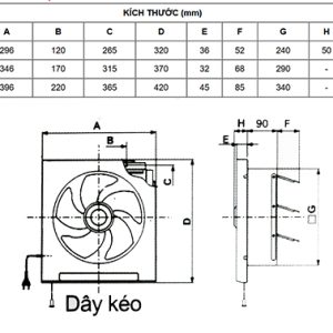 Quạt Thông Gió Mitsubishi EX-20RH5T Ốp Tường 2 Chiều 2