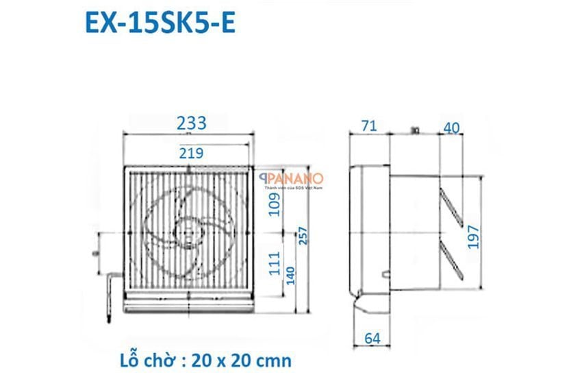 Quạt thông gió ốp tường Mitsubishi EX-15SK-5-E - Hàng chính hãng