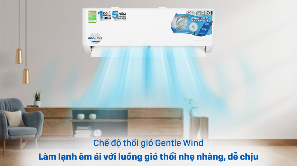 Điều hòa TCL Inverter 12000 BTU TAC-13CSD/TPG11-Tạo ra luồng gió mát lạnh nhẹ nhàng, dễ chịu với Gentle Wind