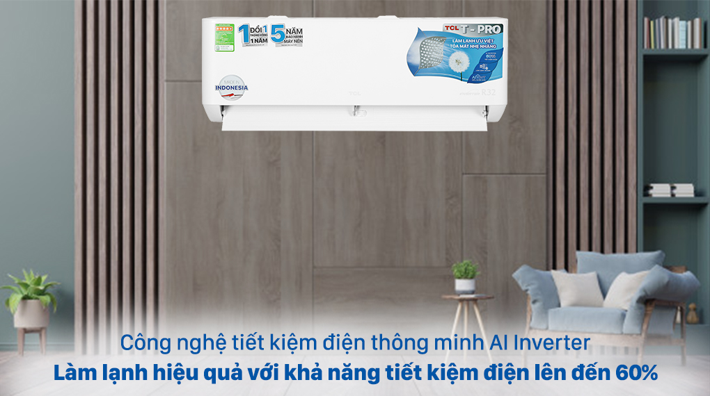 Điều hòa TCL Inverter 12000 BTU TAC-13CSD/TPG11-Hoạt động ổn định, tiết kiệm điện hiệu quả với công nghệ AI Inverter