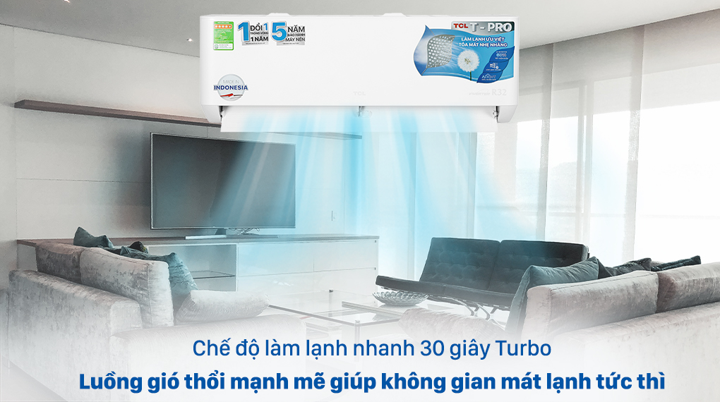 Điều hòa TCL Inverter 12000 BTU TAC-13CSD/TPG11-Làm lạnh nhanh chóng cùng chế độ Turbo