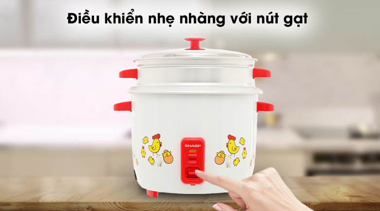 Nồi cơm điện nắp rời Sharp 2.2 lít KSH-D22SV-CH - Điều khiển nhẹ nhàng với nút gạt
