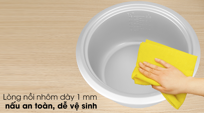 Nồi cơm điện nắp rời Sharp 2.8 lít KSH-D28SV-CR - Lòng nồi cơm điện bằng nhôm không chống dính dày 1 mm