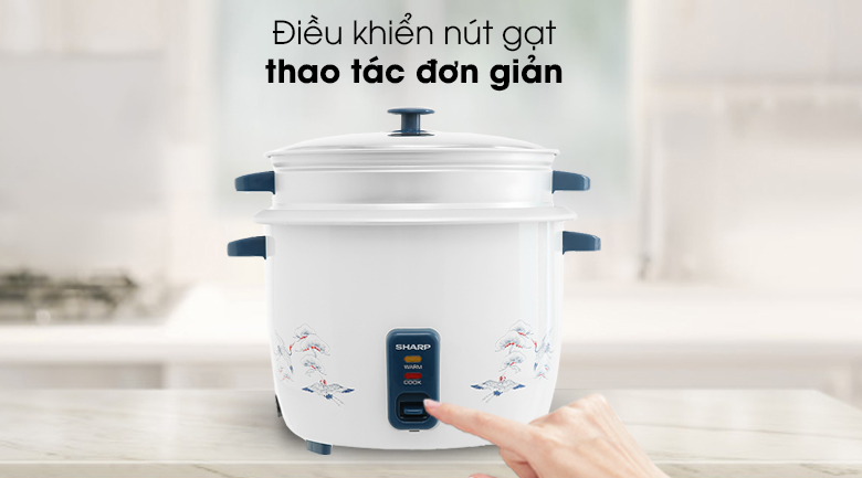 Nồi cơm điện nắp rời Sharp 2.8 lít KSH-D28SV-CR - Điều khiển nồi dễ dàng bằng nút gạt