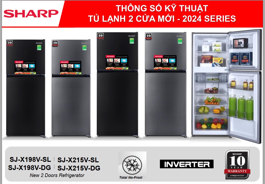 Tủ lạnh Sharp SJ-X198V-SL Inverter 180 lít