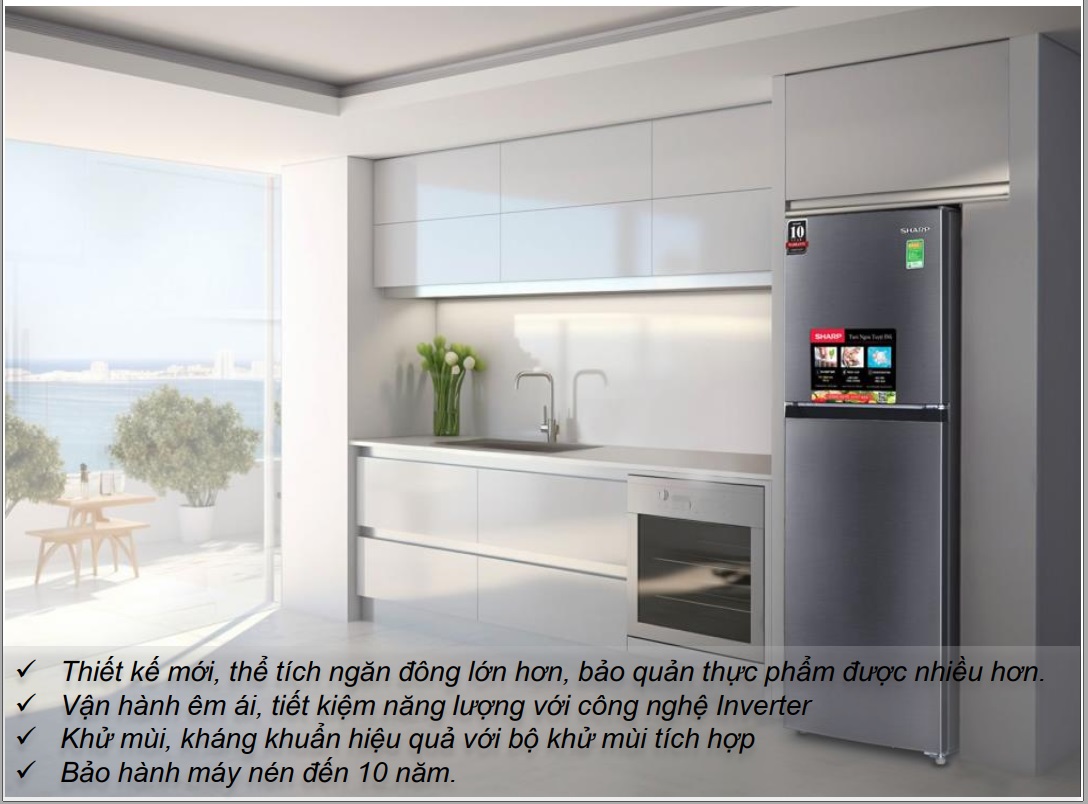 Tủ lạnh Sharp SJ-X198V-SL Inverter 180 lít
