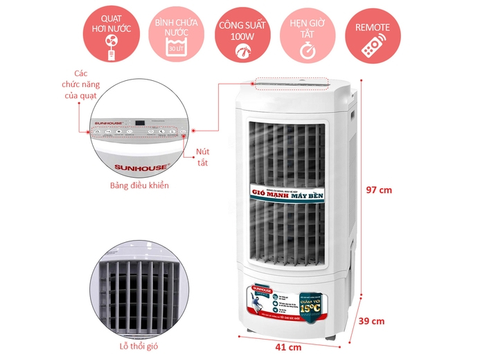 Quạt điều hòa Sunhouse SHD7723