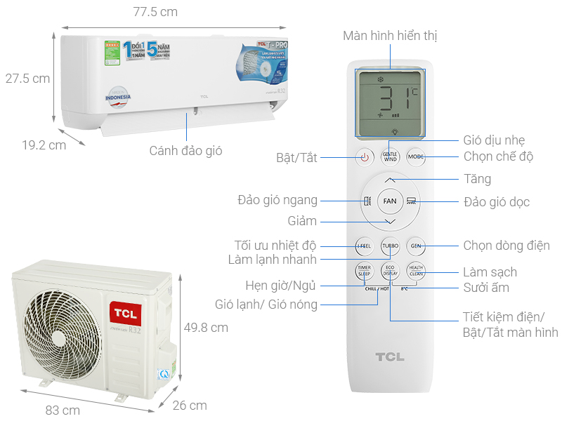 Điều hòa TCL Inverter 1.5 HP TAC-13CSD/TPG11