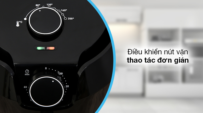 Nồi chiên không dầu Tefal EY201815 4.2 lít - Bảng điều khiển nút vặn điều chỉnh nhiệt độ và thời gian, dễ dàng thao tác