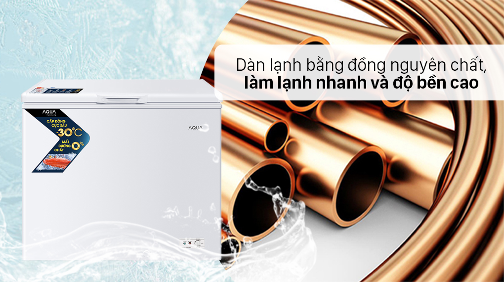 Tủ đông AQUA 203 lít AQF-C3001S-Độ bền cao, hỗ trợ làm lạnh nhanh với dàn lạnh bằng ống đồng nguyên chất