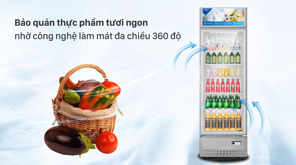 Tủ Mát Aqua 215 lít AQS-AF340S - Công nghệ làm mát đa chiều 360 độ
