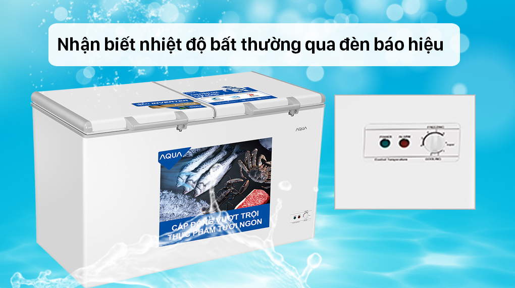 Tủ đông AQUA Inverter 425 lít AQF-C5701E-Nhận biết nhiệt độ bất thường qua đèn báo hiệu