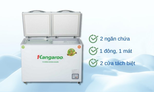 Tủ đông Kangaroo 192 lít KG266NC2 - Thiết kế 2 cánh mở tiện lợi