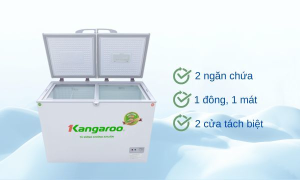 Tủ đông Kangaroo 327 lít KG498C2 - Thiết kế 2 cánh mở tiện lợi