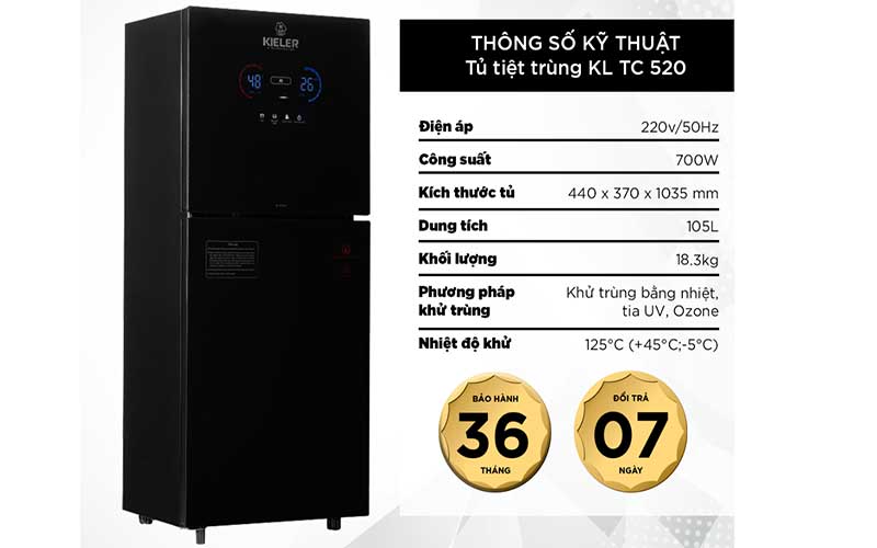 Tủ khử khuẩn chén bát Kieler KL-TC520 - Hàng chính hãng