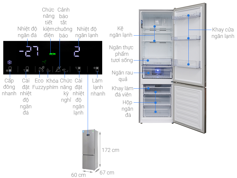 Tủ lạnh Beko Inverter 323 lít RCNT340E50VZX