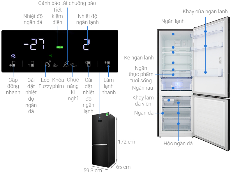 Tủ lạnh Beko Inverter 323 lít RCNT340E50VZWB